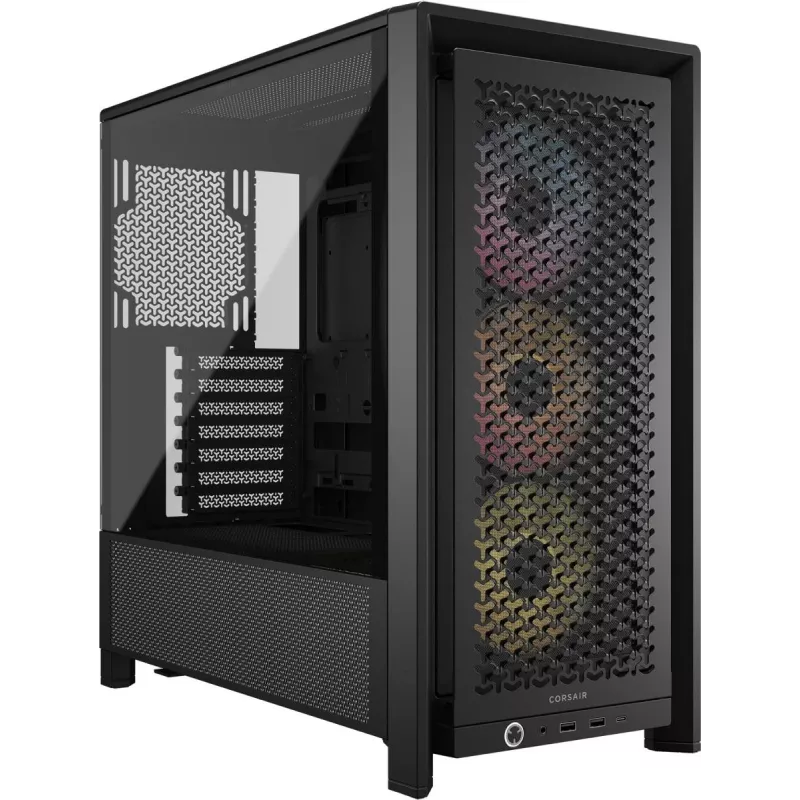 PC korpusas CORSAIR FRAME 4000D RS ARGB Midi Tower juodas — ATX/Micro-ATX/Mini-ITX, grūdintas stiklas, ARGB ventiliatoriai, iki 370 mm GPU
