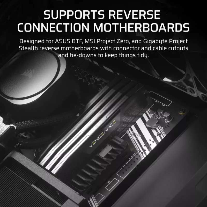 PC korpusas CORSAIR FRAME 4000D RS ARGB Midi Tower juodas — ATX/Micro-ATX/Mini-ITX, grūdintas stiklas, ARGB ventiliatoriai, iki 370 mm GPU