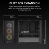 PC korpusas CORSAIR FRAME 4000D RS ARGB Midi Tower juodas — ATX/Micro-ATX/Mini-ITX, grūdintas stiklas, ARGB ventiliatoriai, iki 370 mm GPU