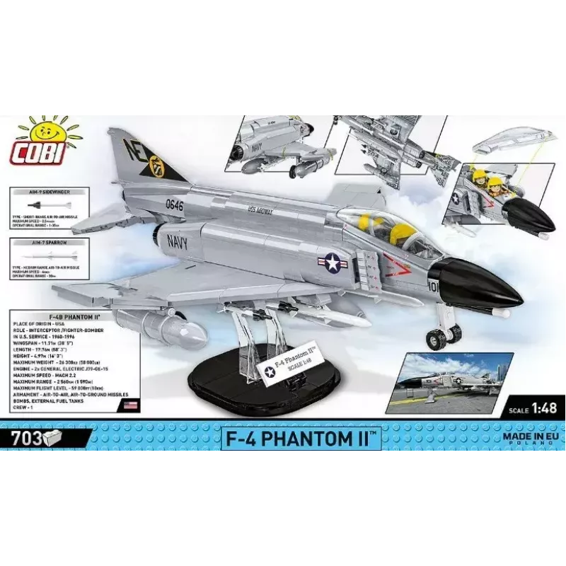 Cobi Blocks Armed Force F-4 Phantom II modelis, 703 dalių konstravimo rinkinys