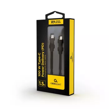 GEMBIRD USB Type-C maitinimo tiekimo (PD) 100 W įkrovimo ir duomenų laidas, 1,5 m