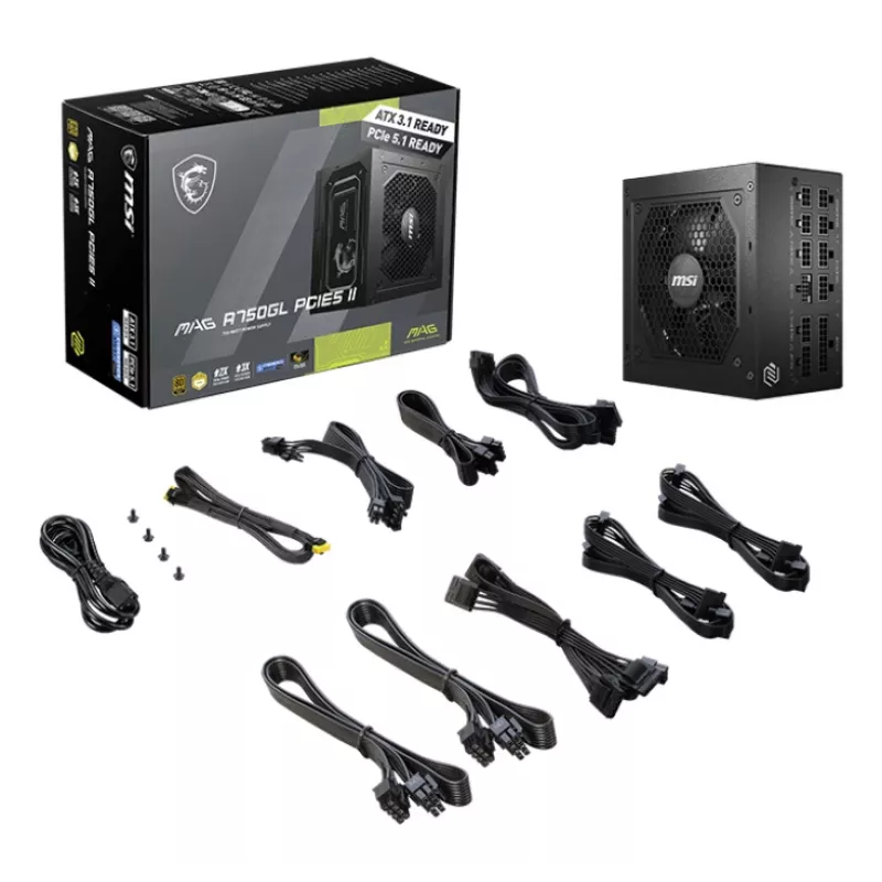 Maitinimo blokas MSI MAG A750GL PCIE5 II 750 W 20+4 kontaktų ATX ATX juodas