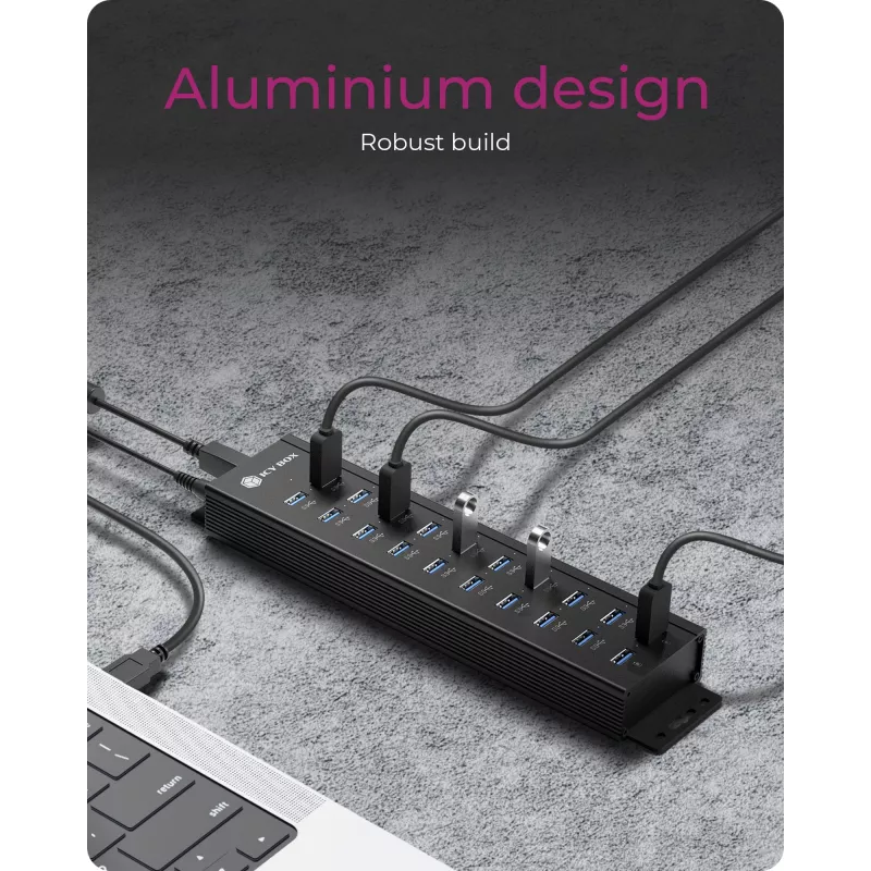 ICY BOX IB-HUB1720-U3 Juoda