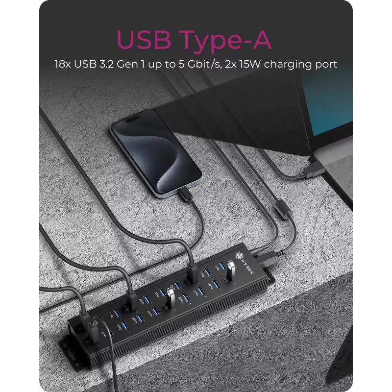ICY BOX IB-HUB1720-U3 Juoda