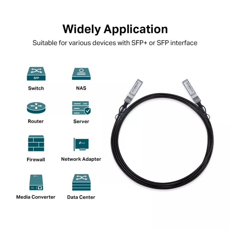 TP-Link 3 metrų 10G SFP+ tiesioginio prijungimo kabelis, 3 m, DAC, SFP+, SFP+