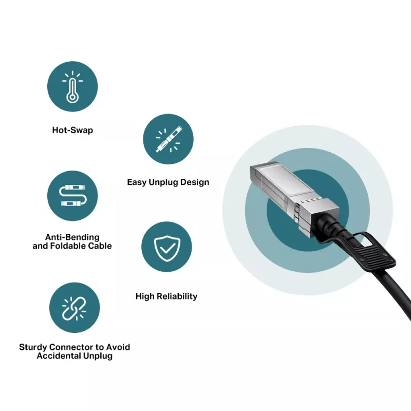 TP-Link 3 metrų 10G SFP+ tiesioginio prijungimo kabelis, 3 m, DAC, SFP+, SFP+