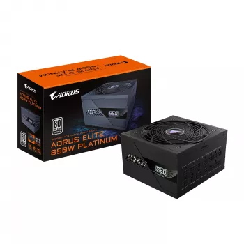 GIGABYTE AORUS ELITE P850W maitinimo blokas - PCIe 5.0, 80 PLUS Platinum, visiškai modulinė konstrukcija, 120 mm ventiliatorius, suderinamas su ATX 3.0, EU kištukas