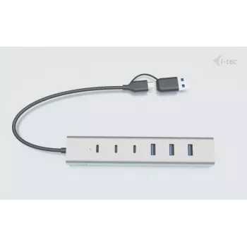 i-tec USB-C/USB-A įkrovimo metalinis HUB 7 prievadai (3x USB-C, 4x USB-A)