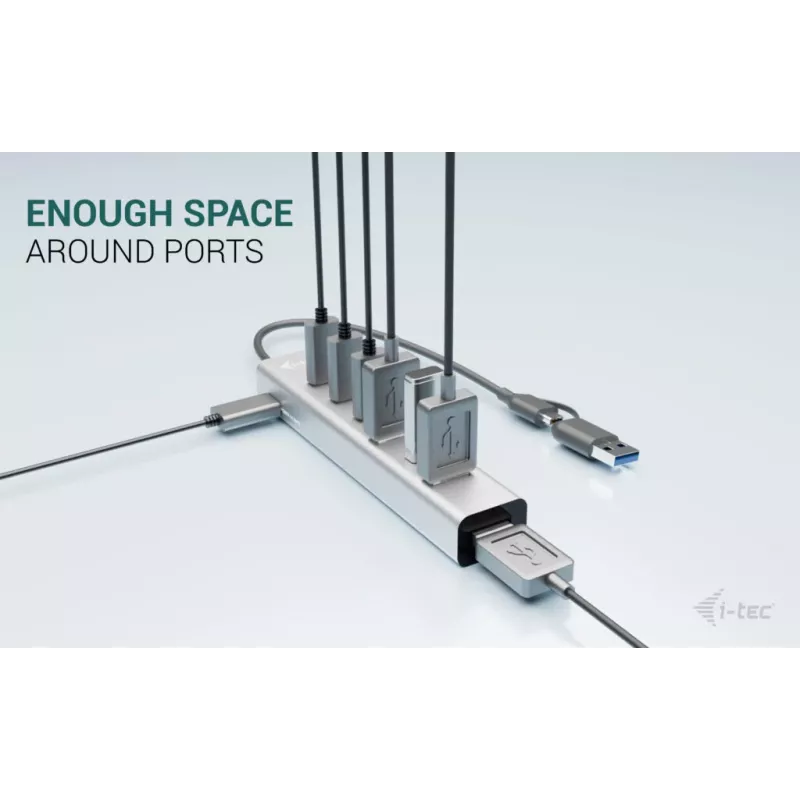 i-tec USB-C/USB-A įkrovimo metalinis HUB 7 prievadai (3x USB-C, 4x USB-A)
