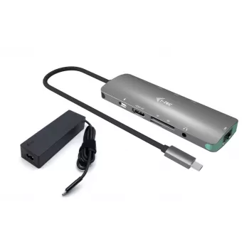 i-tec USB-C Metal Nano dokų stotelė 4K HDMI LAN su maitinimo tiekimu 100W + universalus įkroviklis 100W