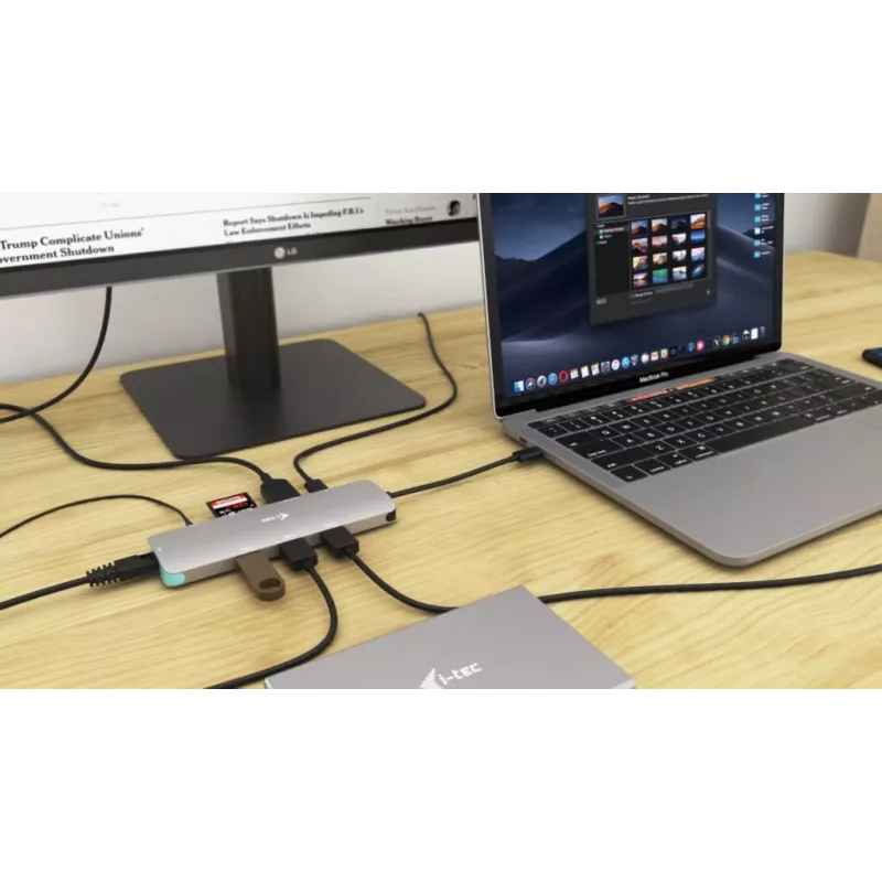 i-tec USB-C Metal Nano dokų stotelė 4K HDMI LAN su maitinimo tiekimu 100W + universalus įkroviklis 100W