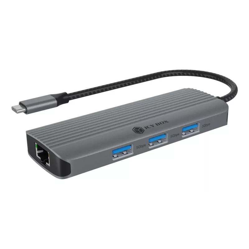 ICY BOX IB-DK4034a-CPD laidinė USB 3.2 Gen 1 (3.1 Gen 1) Type-C aliuminio, sidabro