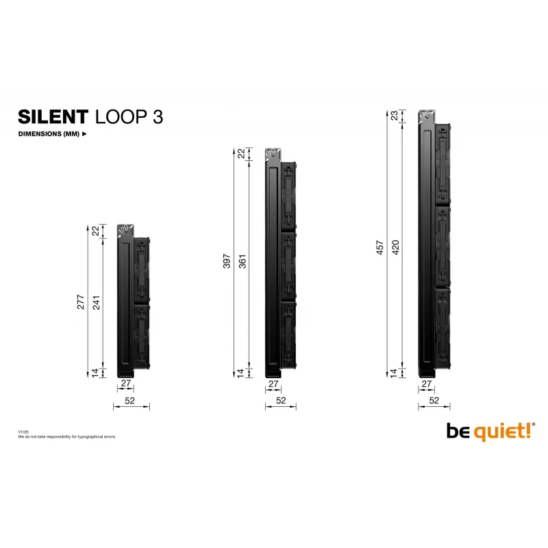 be quiet! Silent Loop 3 240 mm procesoriaus skysčio aušinimo sistema “viskas viename” 12 cm juoda 1 vnt.