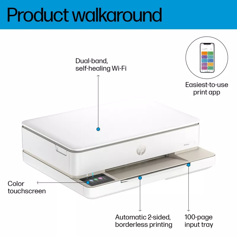 HP ENVY 6110e belaidis daugiafunkcinis spalvotas spausdintuvas, Instant Ink; nuotraukų spausdinimas