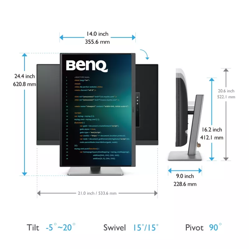 BenQ RD240Q kompiuterio monitorius 61,2 cm (24,1 colio) 2560 x 1600 pikselių WQXGA LCD juodas
