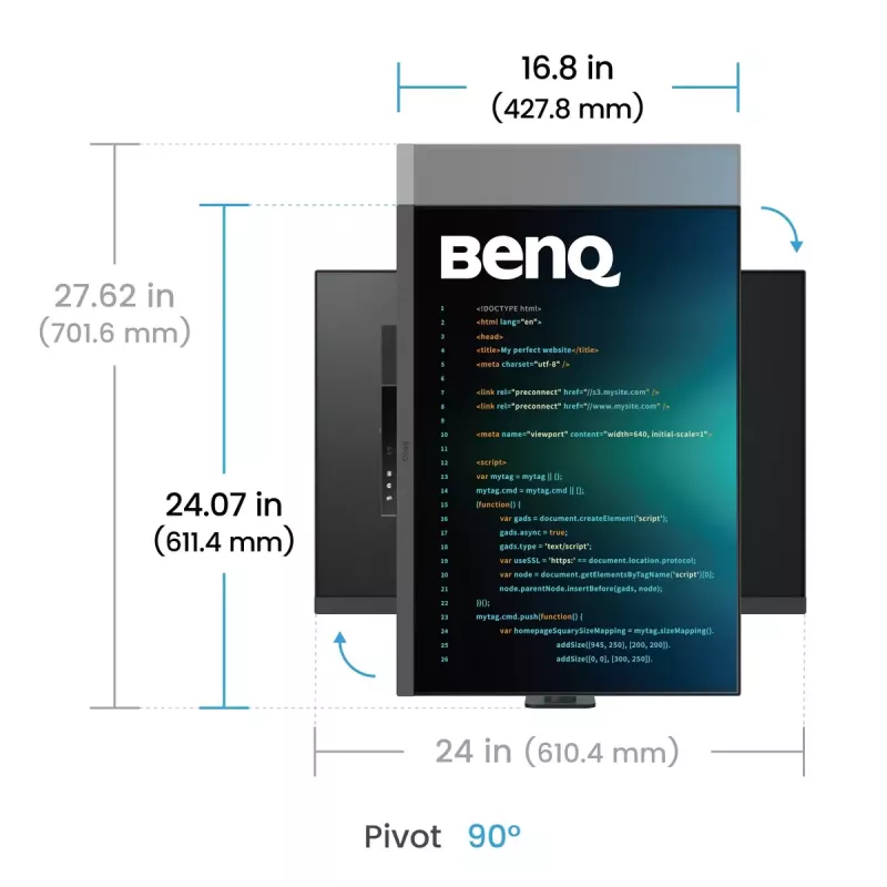 Monitorius BenQ RD280UA 28,2 col. 4K Ultra HD IPS 3840 x 2560, 3:2, HDR10, 350 cd/m², USB‑C PD 90 W, 5 ms