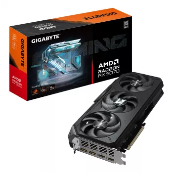 GIGABYTE vaizdo plokštė Radeon RX 9070 — 16 GB GDDR6, PCIe 5.0, 256 bitų, 2700 MHz spartinimas, 2×HDMI 2.1b, 2×DP 2.1a, 3 ventiliatoriai