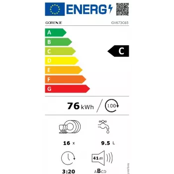Įmontuojama indaplovė Gorenje GV673C65 14 komplektų Nerūdijantis plienas
