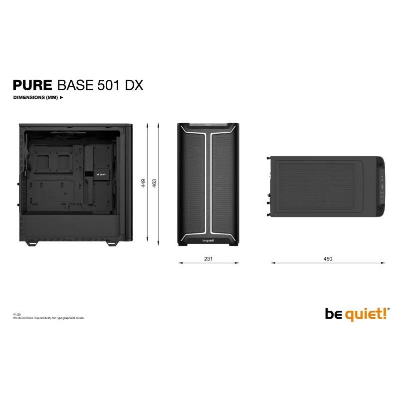 PC korpusas be quiet! Pure Base 501 DX Juoda Midi Tower
