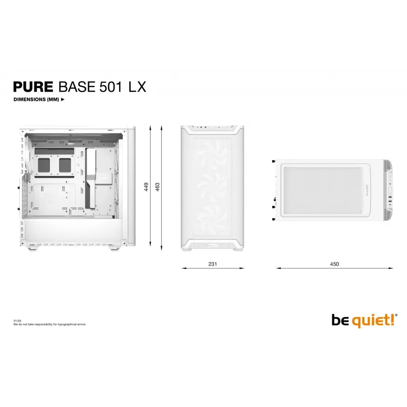 PC korpusas be quiet! Pure Base 501 LX White Midi Tower