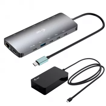 i-tec Metal USB-C Nano 3x Display Dock, 2x HDMI 1x USB-C vaizdo su Power Delivery 140W + Universalus įkroviklis 140 W
