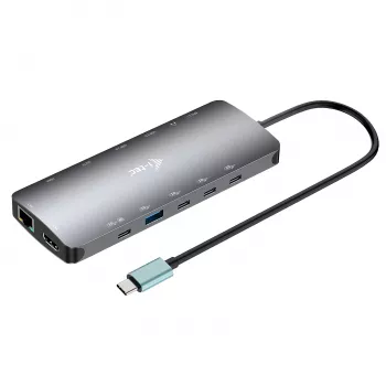 i-tec Metal USB-C Nano 3x Display Dock, 2x HDMI 1x USB-C vaizdo su Power Delivery 140W + Universalus įkroviklis 140 W