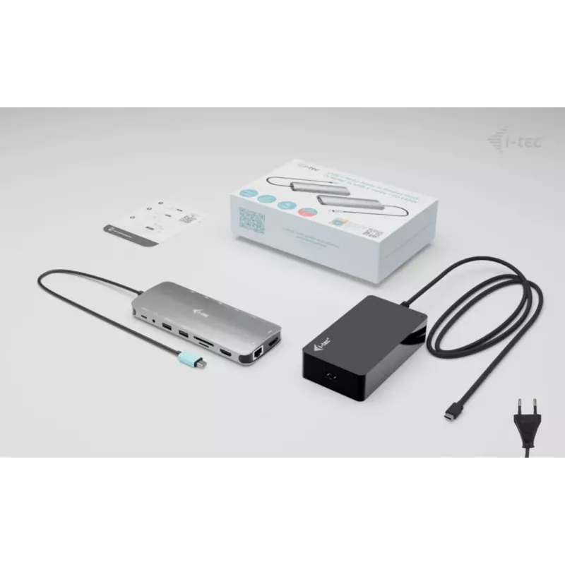 i-tec Metal USB-C Nano 3x Display Dock, 2x HDMI 1x USB-C vaizdo su Power Delivery 140W + Universalus įkroviklis 140 W