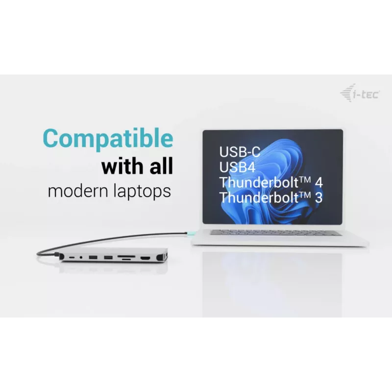 i-tec Metal USB-C Nano 3x Display Dock, 2x HDMI 1x USB-C vaizdo su Power Delivery 140W + Universalus įkroviklis 140 W