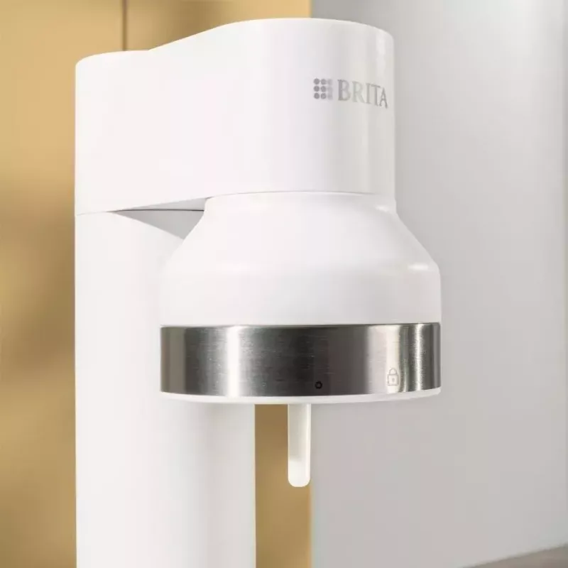 Sodos aparatas BRITA Carbonator 1046730 White — kompaktiškas stalviršio karbonizatorius su 2 buteliais (231×126×443 mm)