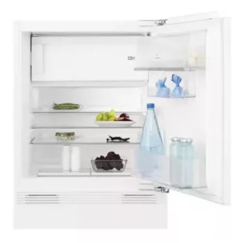 Įmontuojamas kombinuotas šaldytuvas Electrolux LFB3AE82R — 93 l bendras, 16 l viršutinis šaldiklis, jutiklinis valdymas, keičiamos durys, balta
