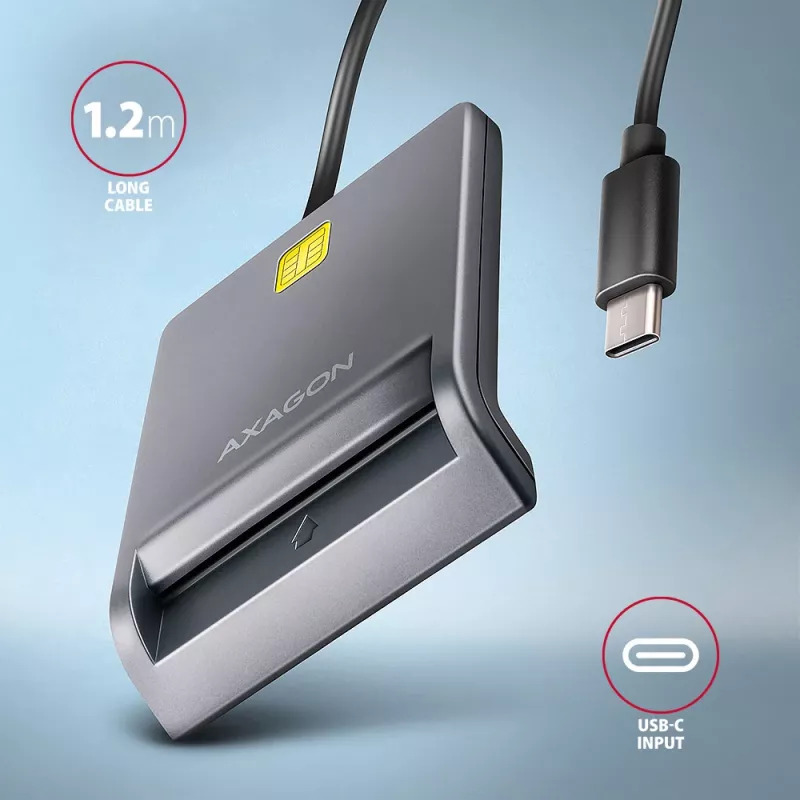 Kortelių skaitytuvas Axagon CRE-SM3TC USB 2.0 Type-C Pilka SmartMedia