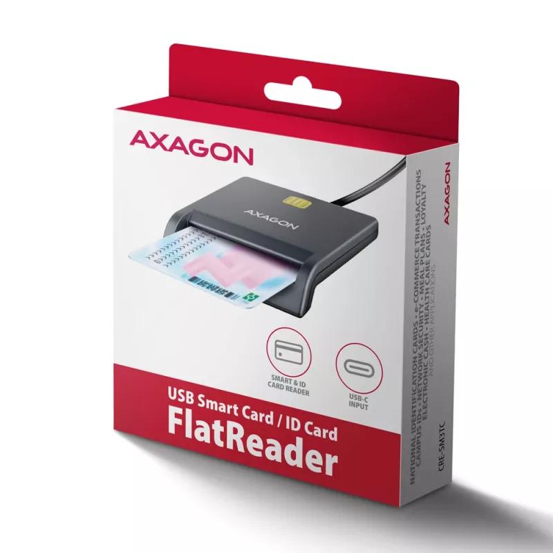 Kortelių skaitytuvas Axagon CRE-SM3TC USB 2.0 Type-C Pilka SmartMedia