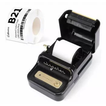 Etikečių spausdintuvas NIIMBOT B21S Juodas — kompaktiškas Bluetooth ritininis spausdintuvas, 50 mm spausdinimo plotis, 60 mm/s, Li-Ion 1200 mAh