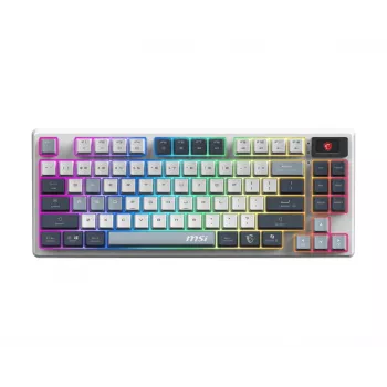 Mechaninė be numerių klaviatūra, žaidimams MSI FORGE GK600 TKL Wireless USB + Bluetooth QWERTY UK English RGB mėlyna/balta