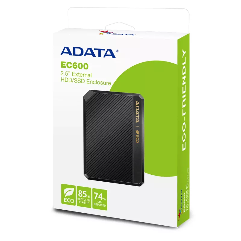 ADATA EC600-BCBK saugojimo įrenginio korpusas HDD/SSD korpusas Juodas 2,5 colio