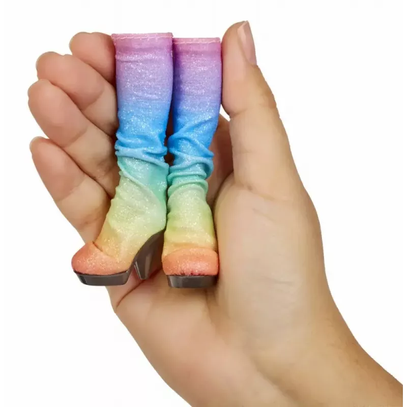 Demonstracinė pakuotė Mga Accessories Rainbow High bateliai, 27 vnt. — įvairūs lėlių batų aksesuarai