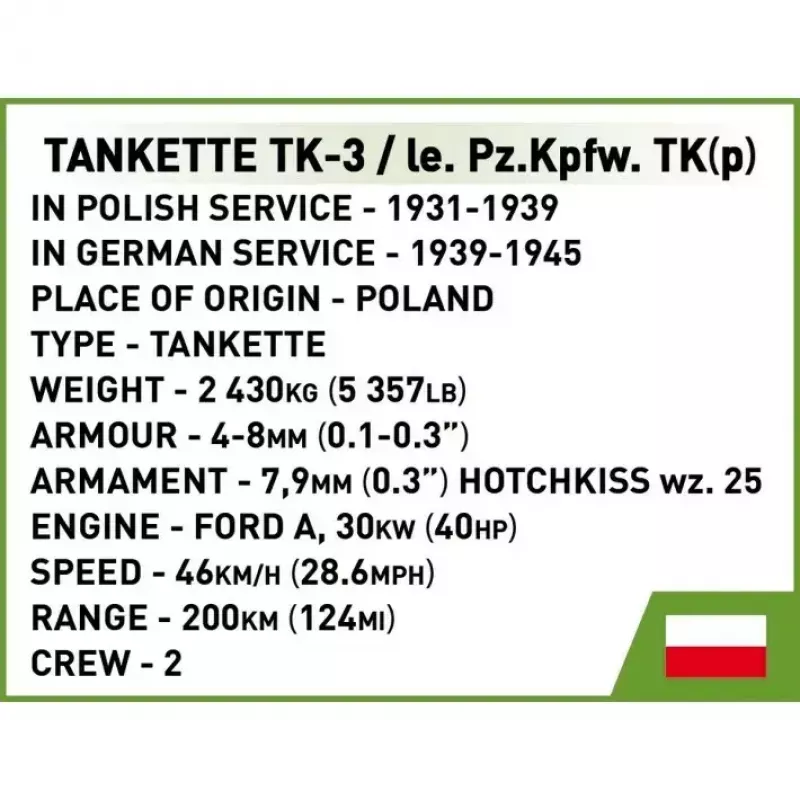 Cobi Blocks Tankette TK-3 konstruktoriaus rinkinys — 323 detalės