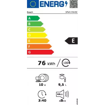 Įmontuojama indaplovė Bosch Serie 4 SPV4HMX49E — Slimline 45 cm, 10 komplektų, 44 dB, 6 programos