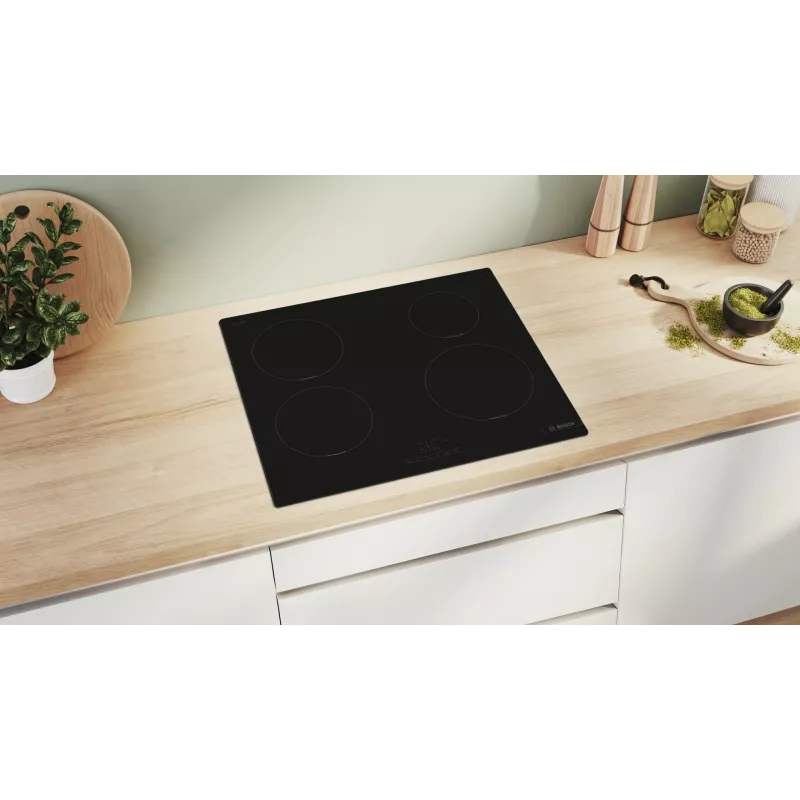 Bosch Serie 4 PUE611BB5E kaitlentė, juoda, įmontuojama, 60 cm, zonų indukcinė kaitlentė, 4 zonos