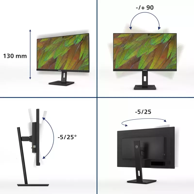 Philips 3000 serijos 27B1N3800/00 kompiuterio monitorius 68,6 cm (27 colių) 3840 x 2160 pikselių 4K Ultra HD LCD juodas