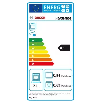 Įmontuojama elektrinė orkaitė Bosch Serie 4 HBA514BB3 — 71 l, hidrolizinis valymas, lietimui jautrus valdymas, A+