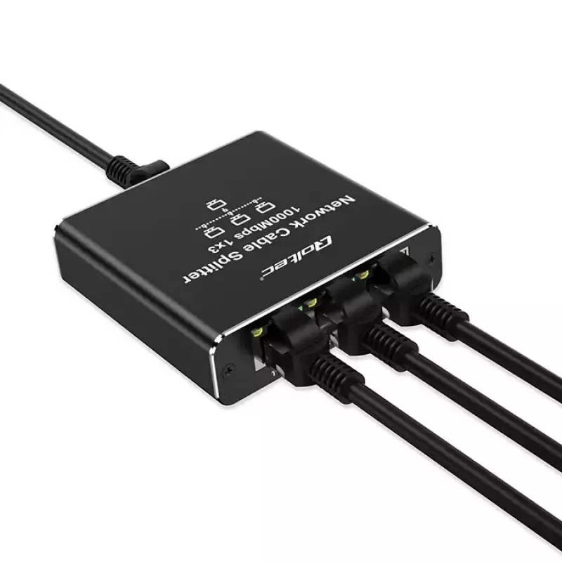 Ethernet skirstytuvas QOLTEC 52294 1x3 RJ45 su USB-C maitinimo įvestimi
