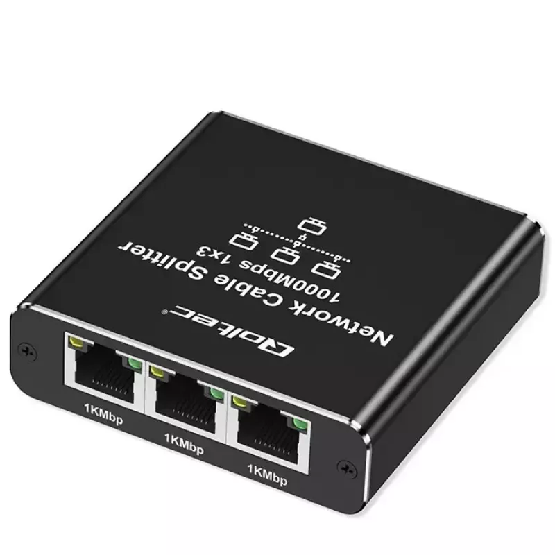 Ethernet skirstytuvas QOLTEC 52294 1x3 RJ45 su USB-C maitinimo įvestimi
