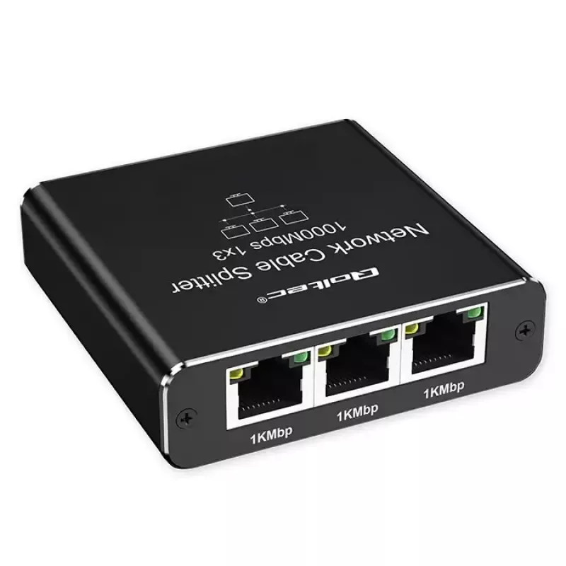 Ethernet skirstytuvas QOLTEC 52294 1x3 RJ45 su USB-C maitinimo įvestimi