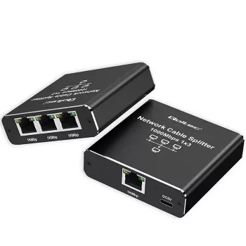 Ethernet skirstytuvas QOLTEC 52294 1x3 RJ45 su USB-C maitinimo įvestimi