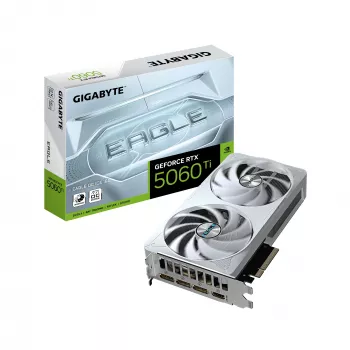 GIGABYTE GeForce RTX 5060 Ti EAGLE OC ICE 16G Vaizdo plokštė - 16GB GDDR7, 128bit, PCI-E 5.0, 2617MHz pagrindinis dažnis, 3 x DisplayPort, 1 x HDMI, GV-N506TEAGLEOC ICE-16GD