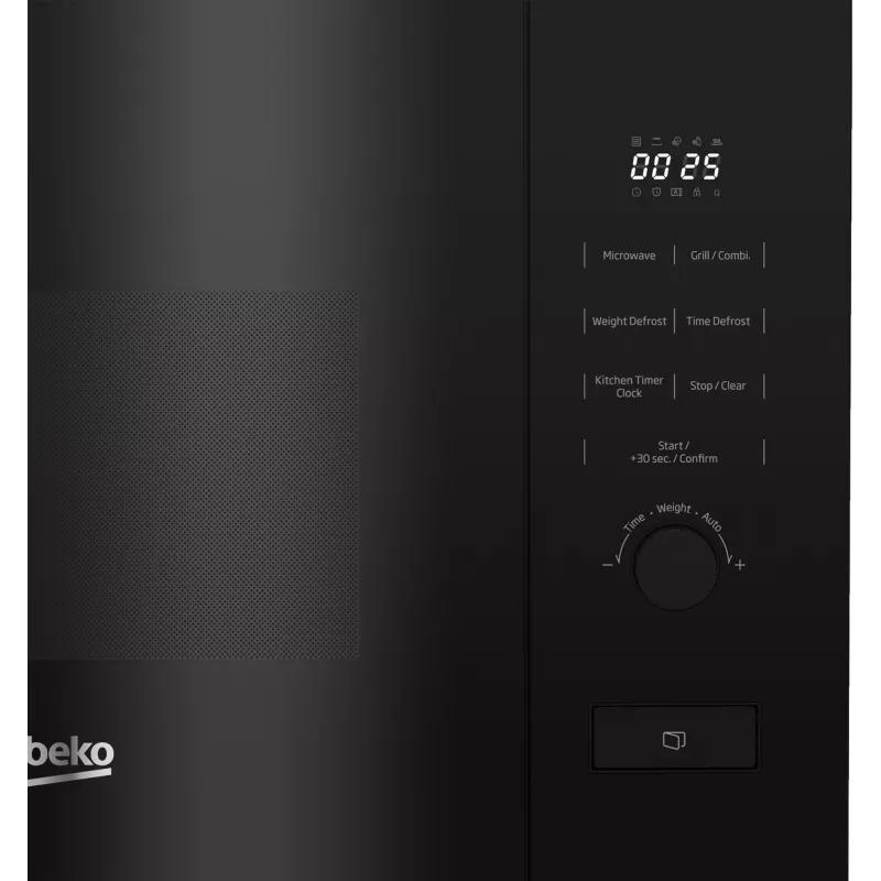 Įmontuojama mikrobangų krosnelė BEKO BMGB20212B, grilis, 800 W, 20 L, sukamoji rankenėlė ir mygtukai, 24,5 cm sukamoji lėkštė, juoda