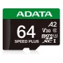 MicroSDXC kortelė ADATA Speed Plus 64GB UHS 3 klasė Modelis UD64GUI3V30A2SP-RA1