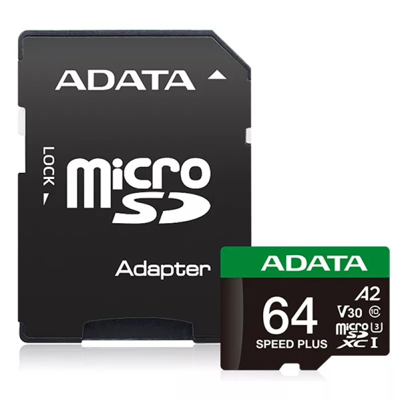 MicroSDXC kortelė ADATA Speed Plus 64GB UHS 3 klasė Modelis UD64GUI3V30A2SP-RA1