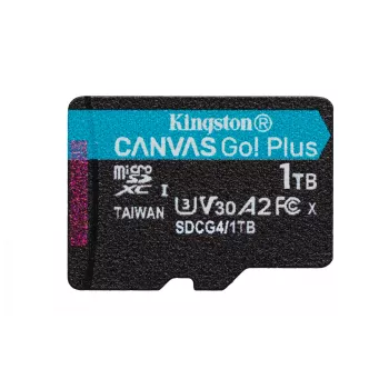 Kingston Technology 1TB microSDXC Canvas Go Plus Gen4 200R A2 U3 vienas pakuotė be adapterio
